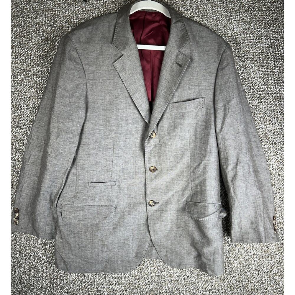 Brunello Cucinelli Grey Blazer Linen Wool Silk 3 Button Coat Size 42-44? READ